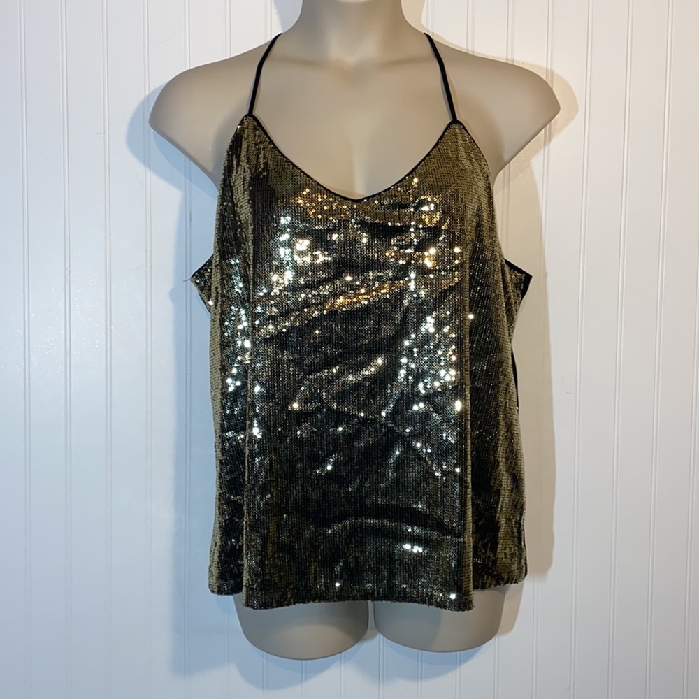 Gold mini sequin top dress blouse perfect for the holidays